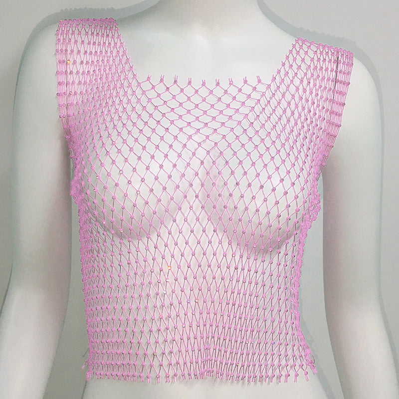 Rhinestone Fishnet Top