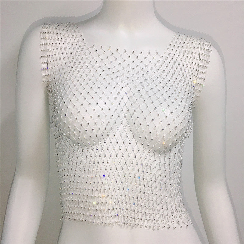 Rhinestone Fishnet Top