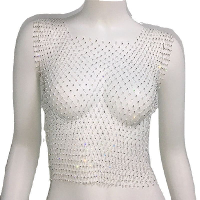 Rhinestone Fishnet Top