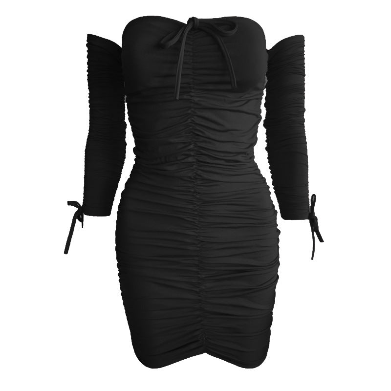 Long-sleeves Ruched Tube Dress