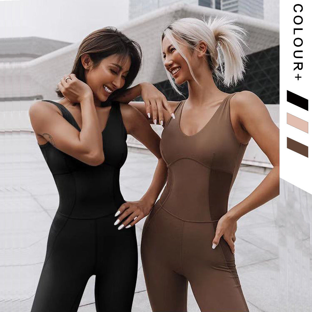 Breathable Sleeveless Crossed Back Yoga Suit